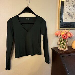 Old Navy Dark Green Stretch V Neck Long Sleeve Shirt Size Extra Small (XS)